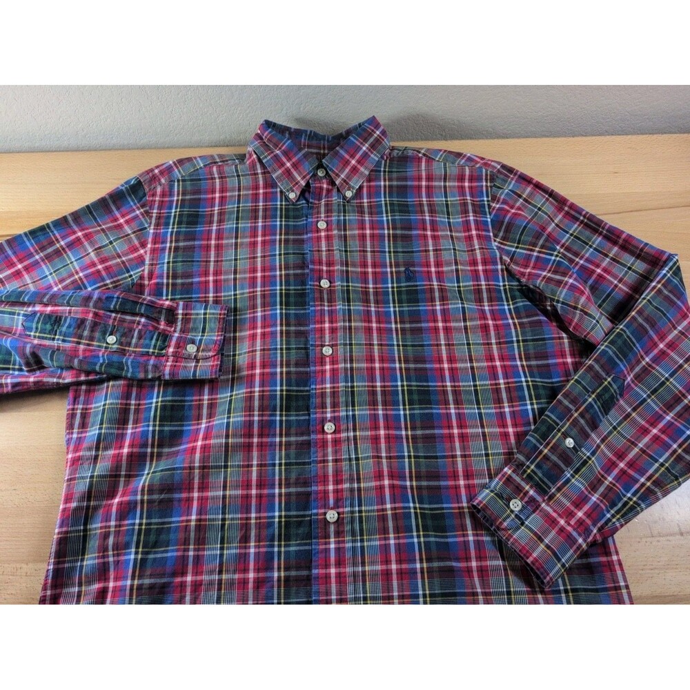 Polo Ralph Lauren Button Up Shirt Mens Medium Multicolor Plaid Long Sleeve
